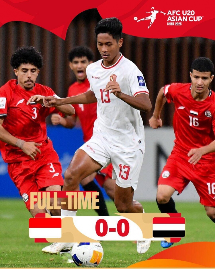 U20亞洲杯：印尼0-0戰(zhàn)平也門，兩隊(duì)分列C組第三、第四